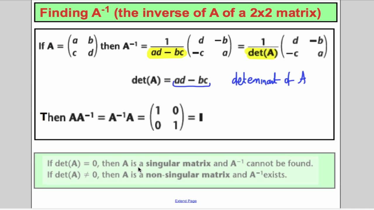 Матрицы (3) - FP1 Edexcel Maths A-Level