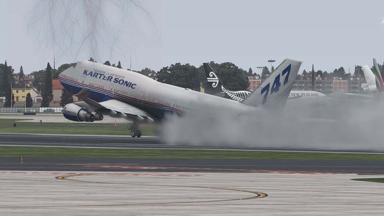 Boeing 747 Wet Runway Takeoff Performance | Xplane 11