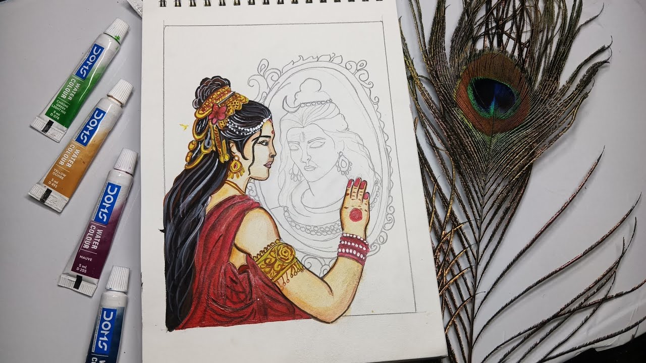 Part -1 shiv Parvati drawing tutorial #ytshorts #drawing #drawing #drawing #artwork #shivparvati 