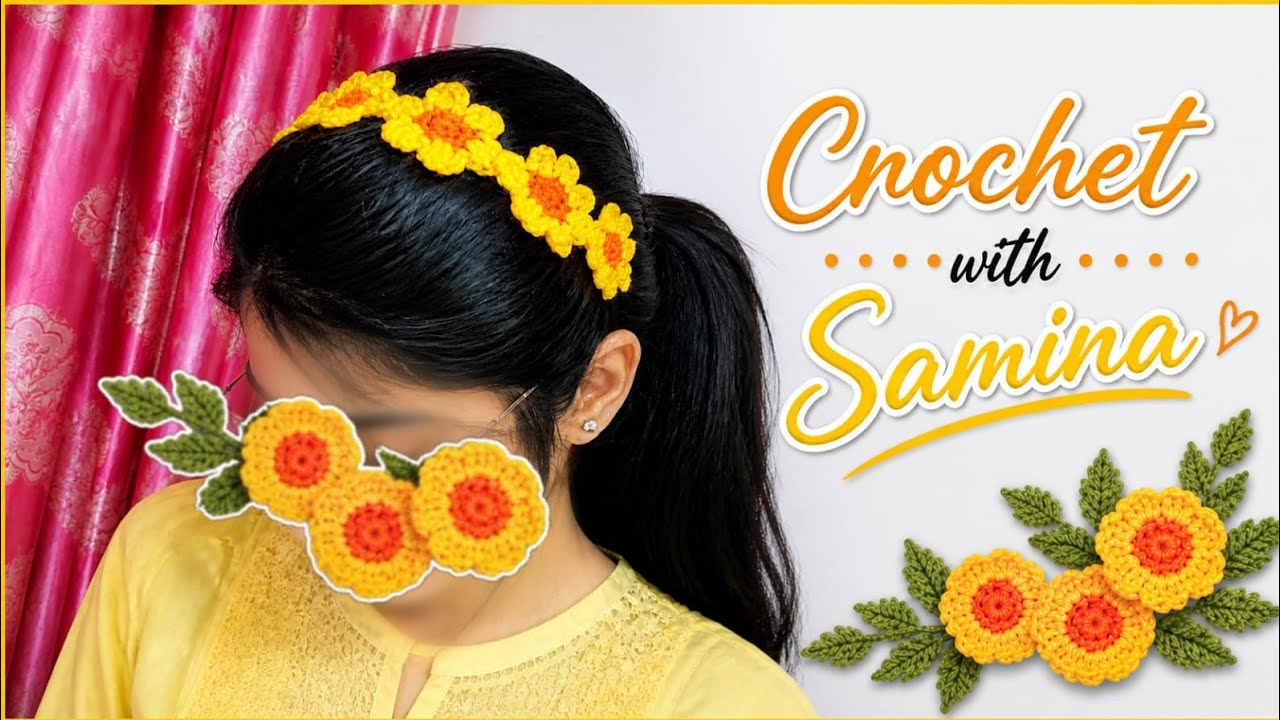 How to crochet flower hair band tutorial 💯 for beginners @CrochetWithSamina9481 