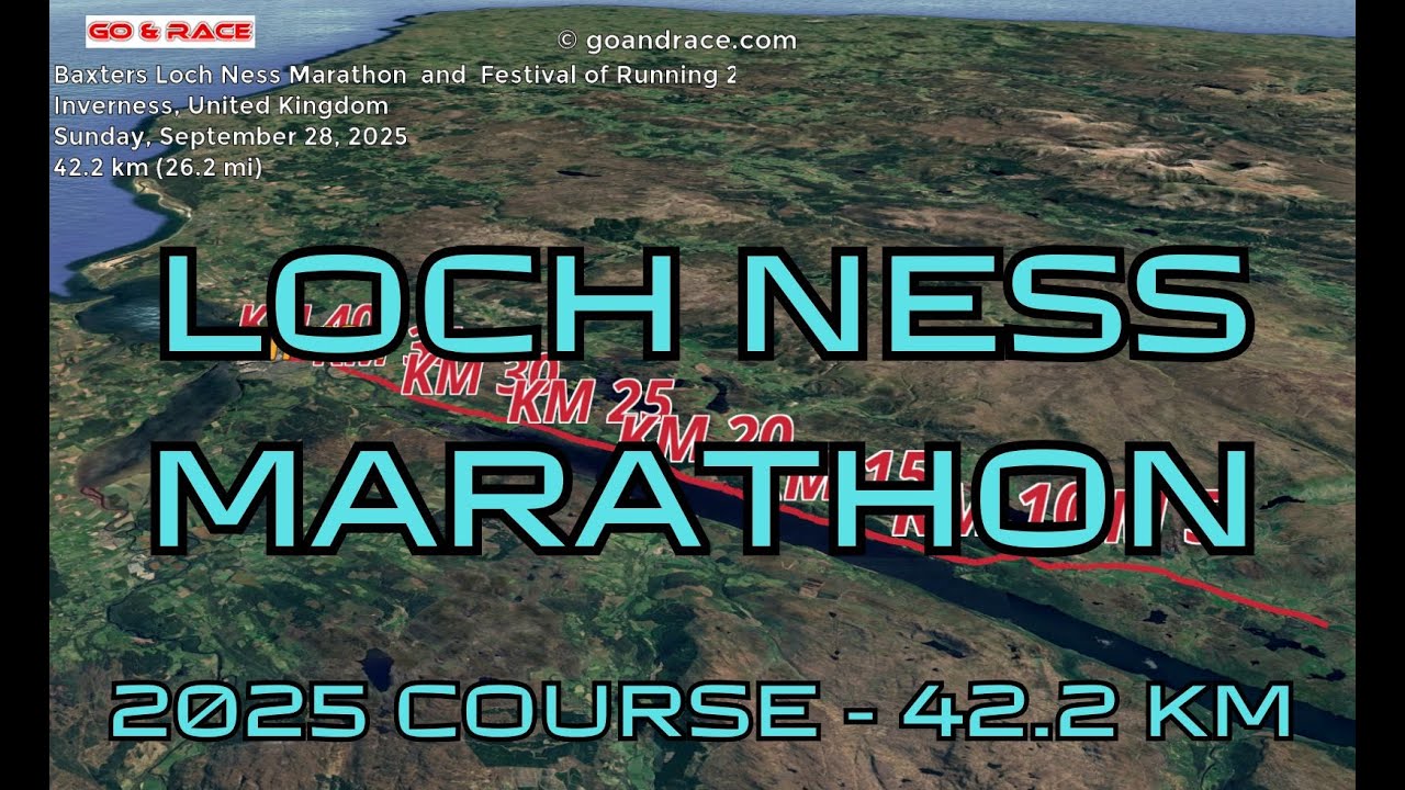Baxters Loch Ness Marathon & Festival of Running 2025: 3D Video Course Map | 42.2 km - Inverness