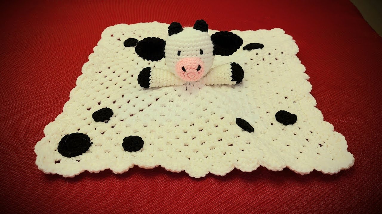 Crochet Cow Baby Security Blanket Part 1/3