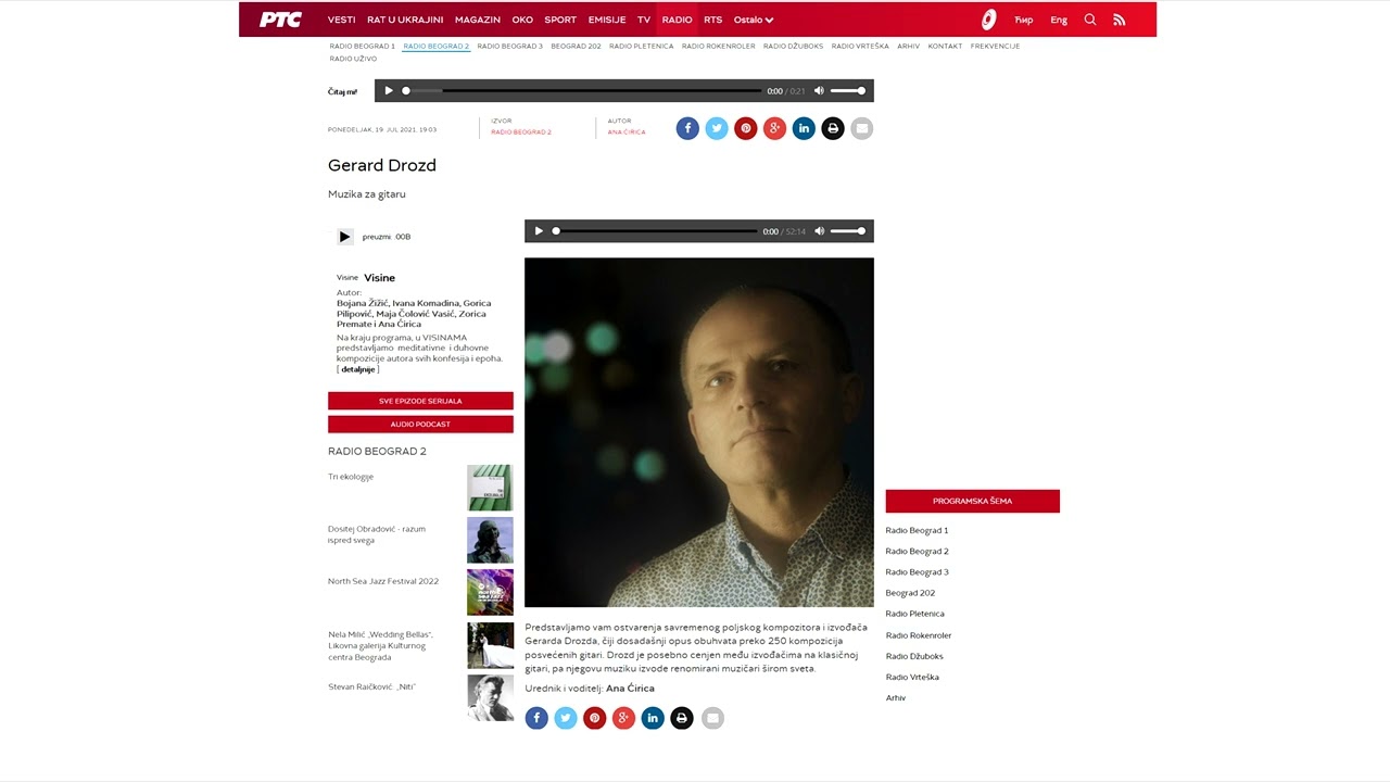 Radio Beograd 2   Gerard Drozd and his music