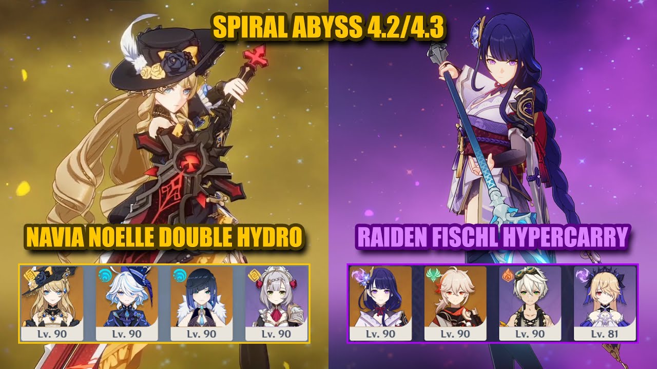 C0 Navia Noelle Double Hydro & C0 Raiden Fischl HyperCarry | Spiral Abyss 4.2/4.3 | Genshin Impact