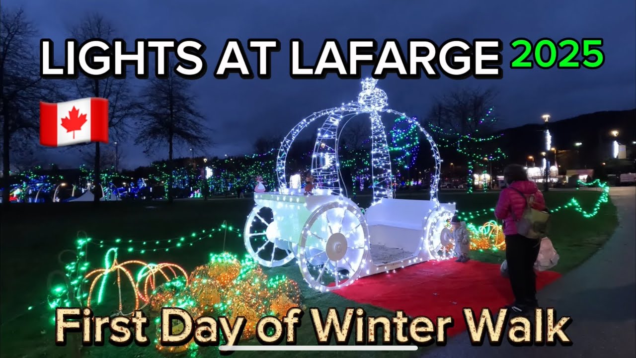 🇨🇦Coquitlam Walking Tour:LIGHTS AT LAFARGE -the Biggest Free Outdoor Christmas Lights Display 