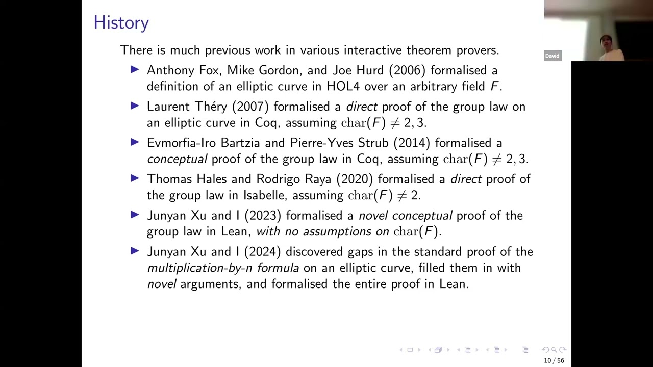 David Angdinata: Algebraising foundations of elliptic curves (13 Feb 2025)