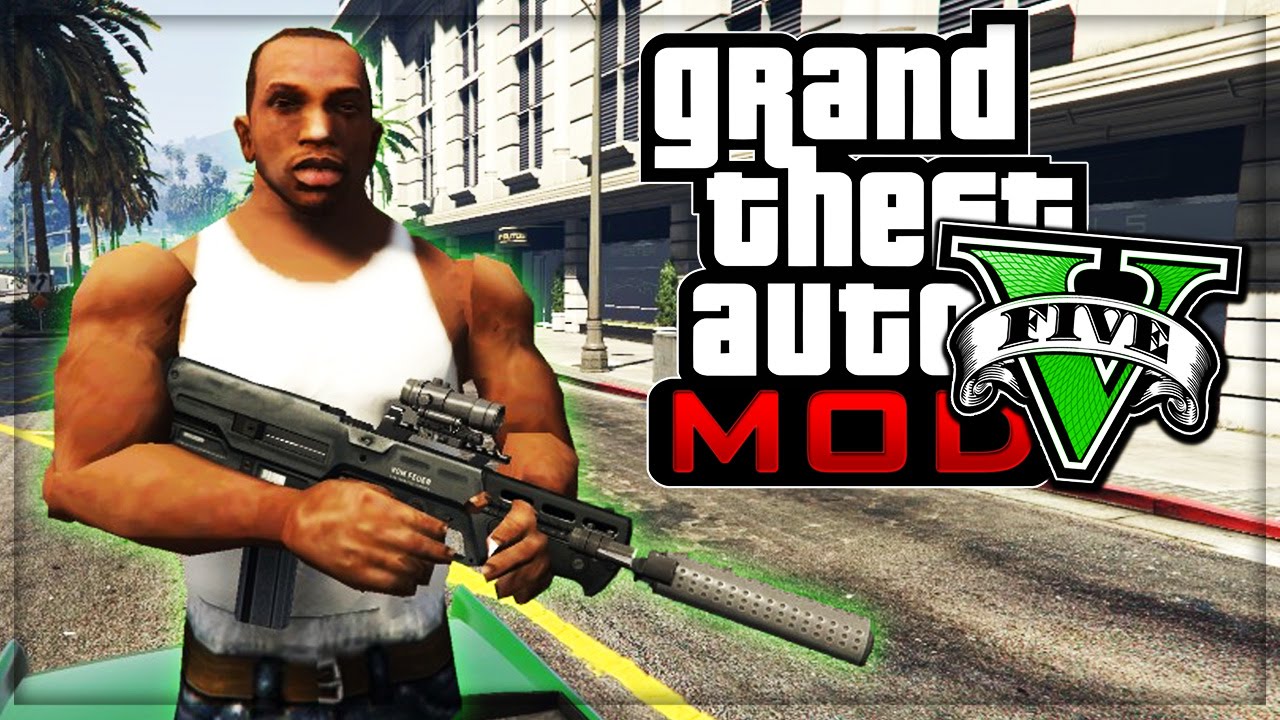 GTA 5 CJ FROM SAN ANDREAS GAMEPLAY! (Grand Theft Auto V Mod GTA 5 CJ 