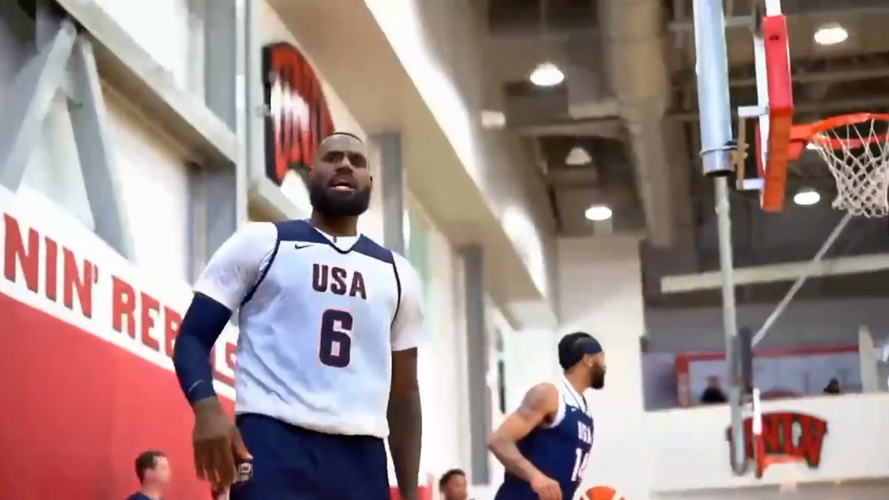 LeBron James & Anthony Davis at Team USA Olympics Practice Day 1