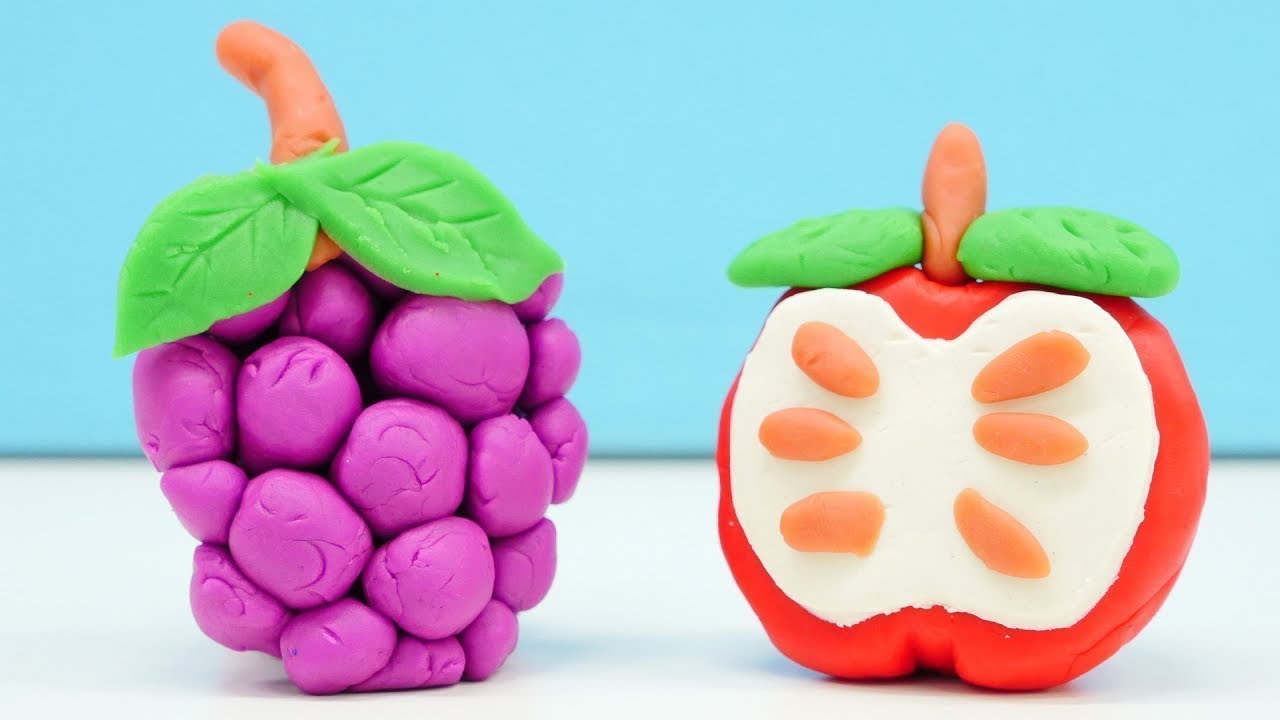 Knete Ideen für Kinder auf Deutsch. Obst aus Play Doh. Basteln für Kinder.