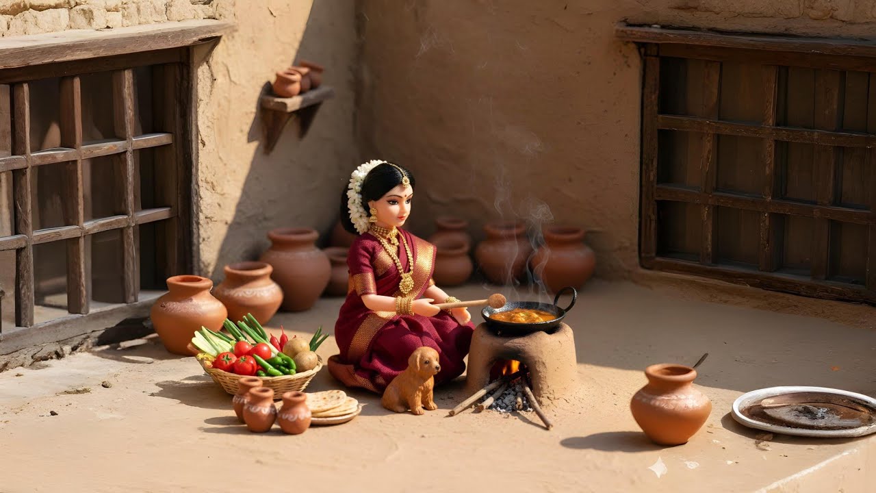 Miniature Doll Cooking Chicken Momos | Indian Village Tiny Kitchen ASMR
