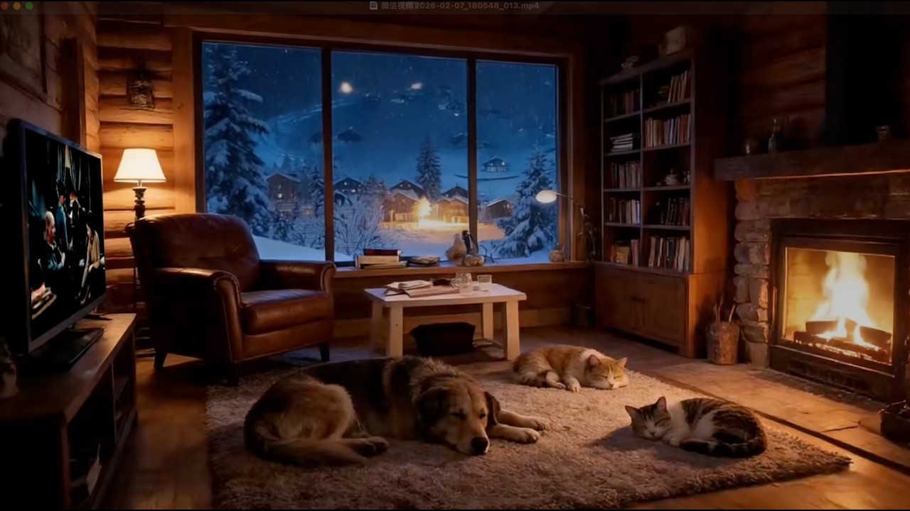 White Noise for Sleep in a Cozy Cabin | Snowfall Window View | Deep Rest Tonight