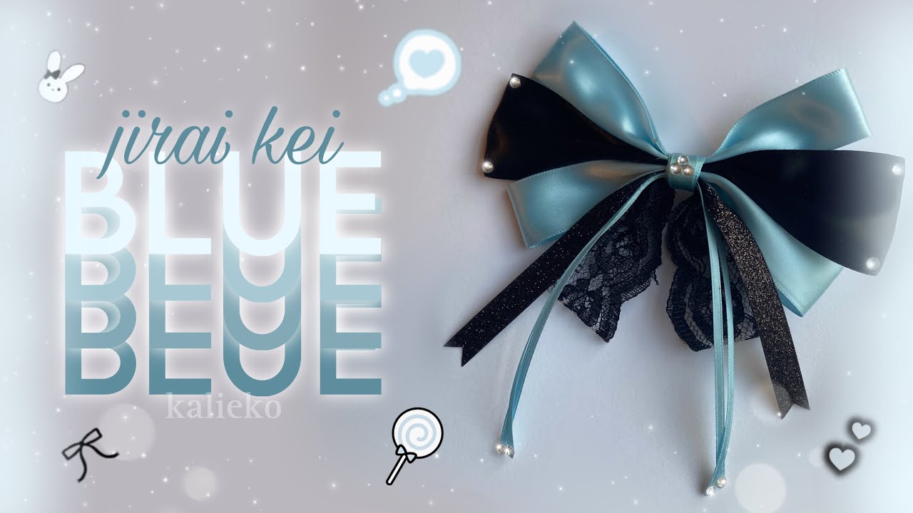 Black and Blue Jirai Kei Inspired Hair Bow ♡ KALIEKO
