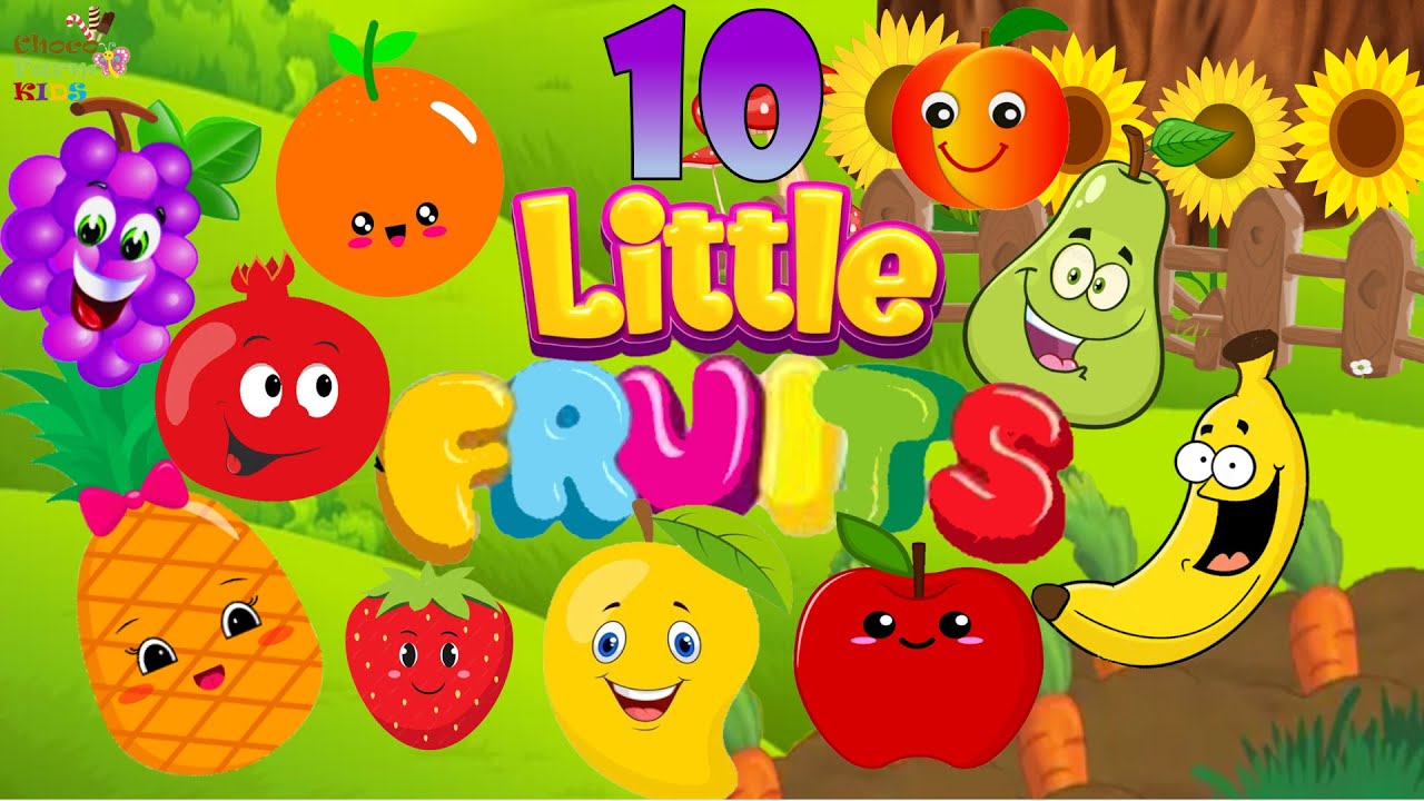 Ten Little Fruits Jumping On The Bed | Fruits Song | Learn Fruits | Nursery Rhymes Song For Children