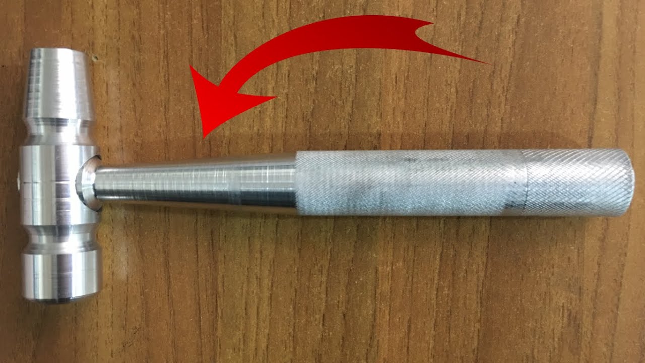 How to Make a Machinists Hammer - Handle and Head - from aluminum by LATHE PART 1