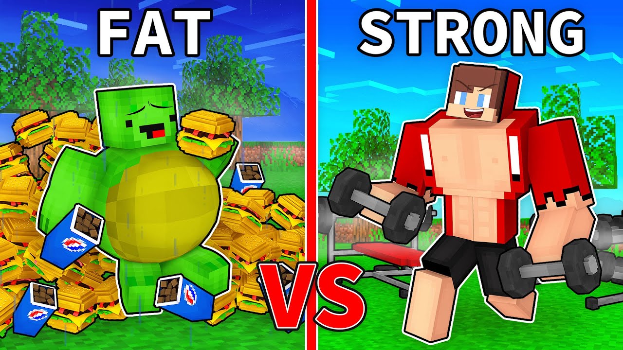FAT Mikey vs STRONG JJ Battle - Minecraft Animation / Maizen