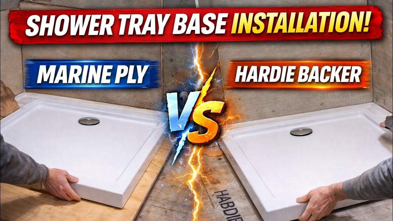 shower tray base installation marine ply & Hardie Backer