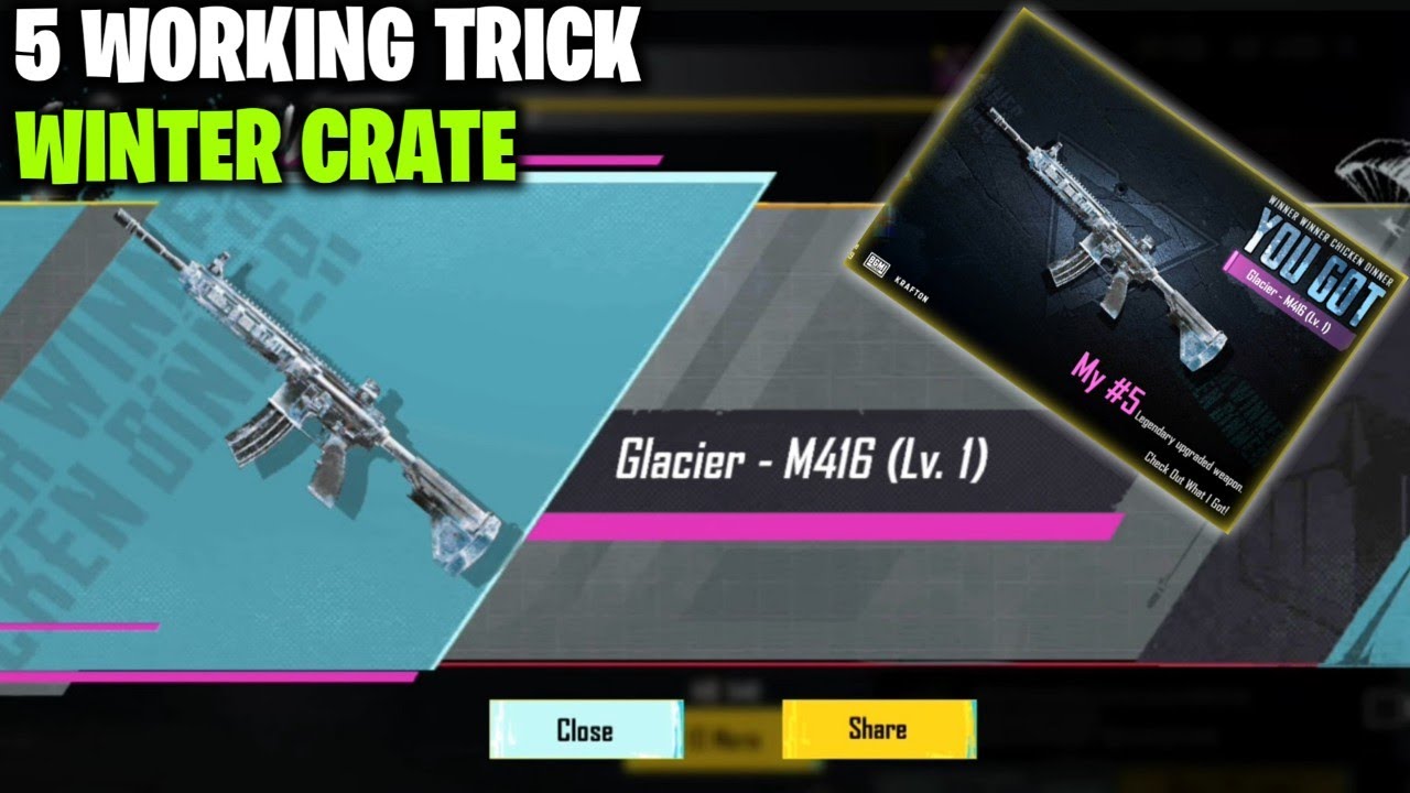 5 Tricks to Open M416 Glacier Crate in BGMI | Winter Crate Opening Trick | M4 Glacier Crate Opening