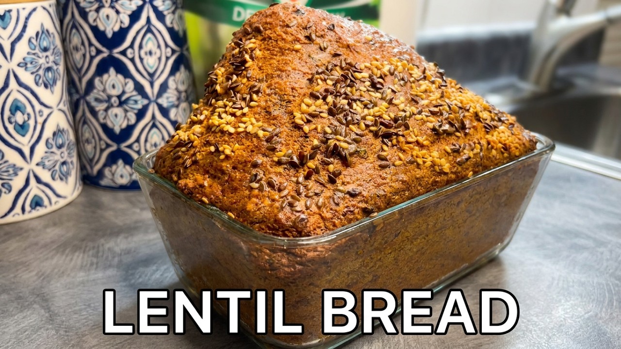 4-Minutes lentil bread/loaf recipe. High-protein, flourless, and gluten-free.