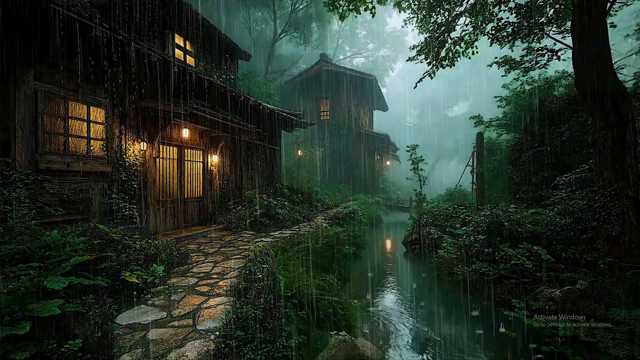 Enjoy Restful Nights with the Rain in Japanese Village Forest 🍀 Soothe Your Soul with Rain