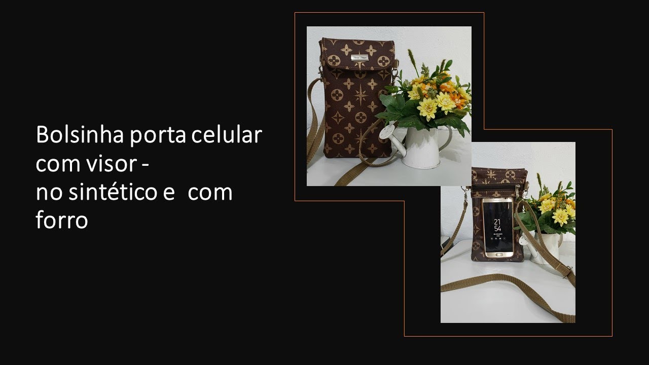 Bolsa celular, com visor em sintético com forro