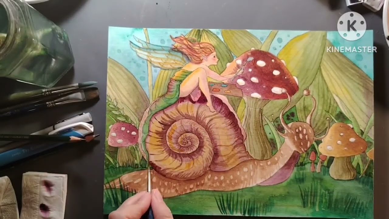 Fairy on a Snail Watercolour Tutorial