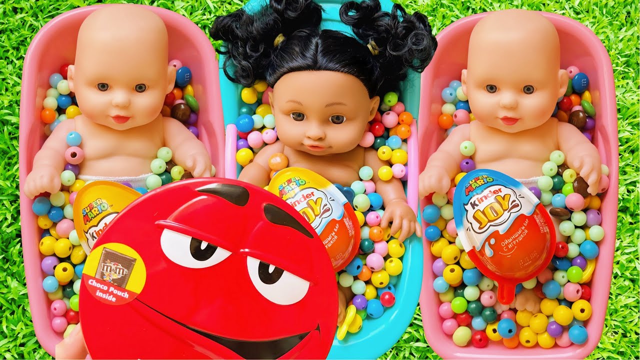 4 Minutes Satisfying Video Mixing Candy ASMR & Make Up in 3 Bathtubs with Magic M&M's Slime [03]