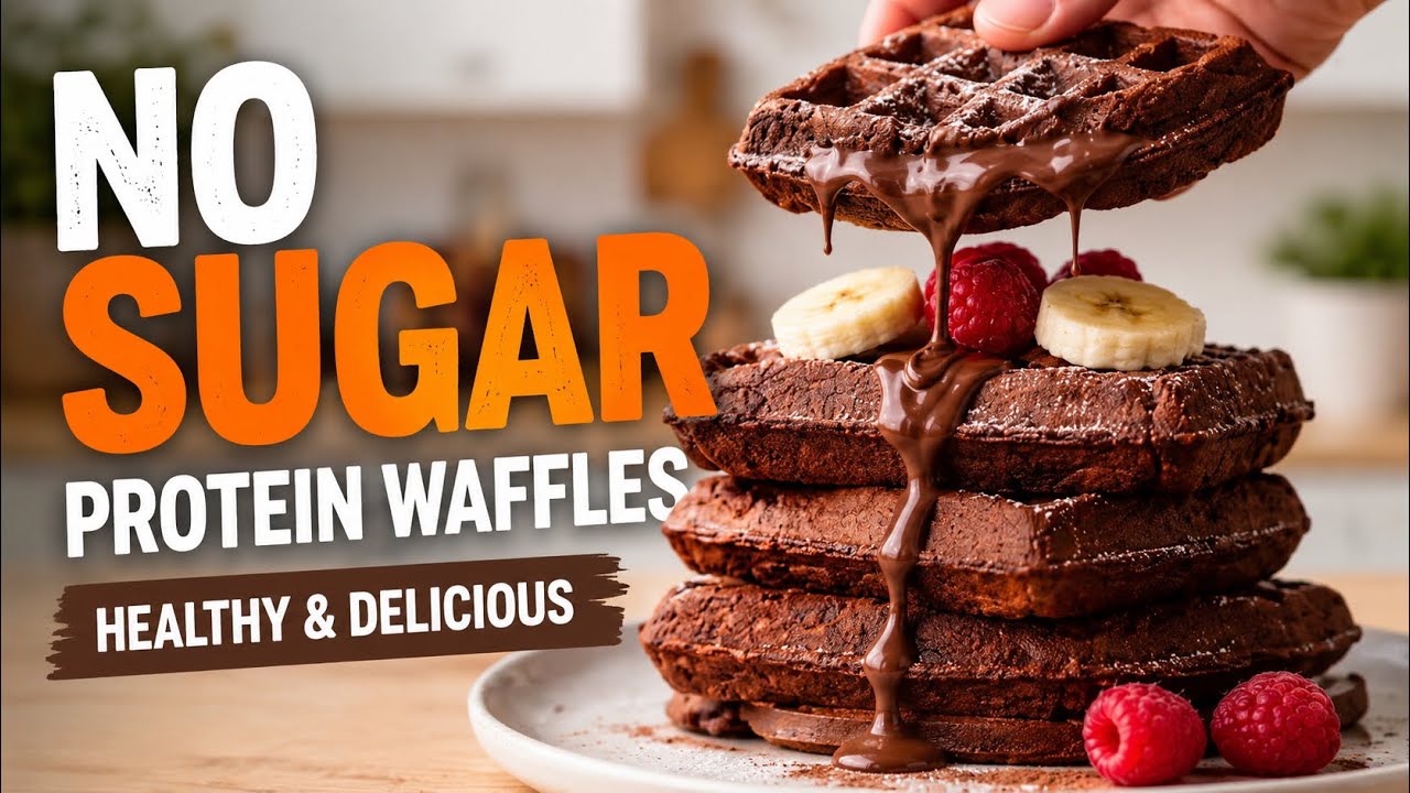 Chocolate Protein Waffles (No Sugar, Gluten-Free) | Healthy Breakfast Recipe