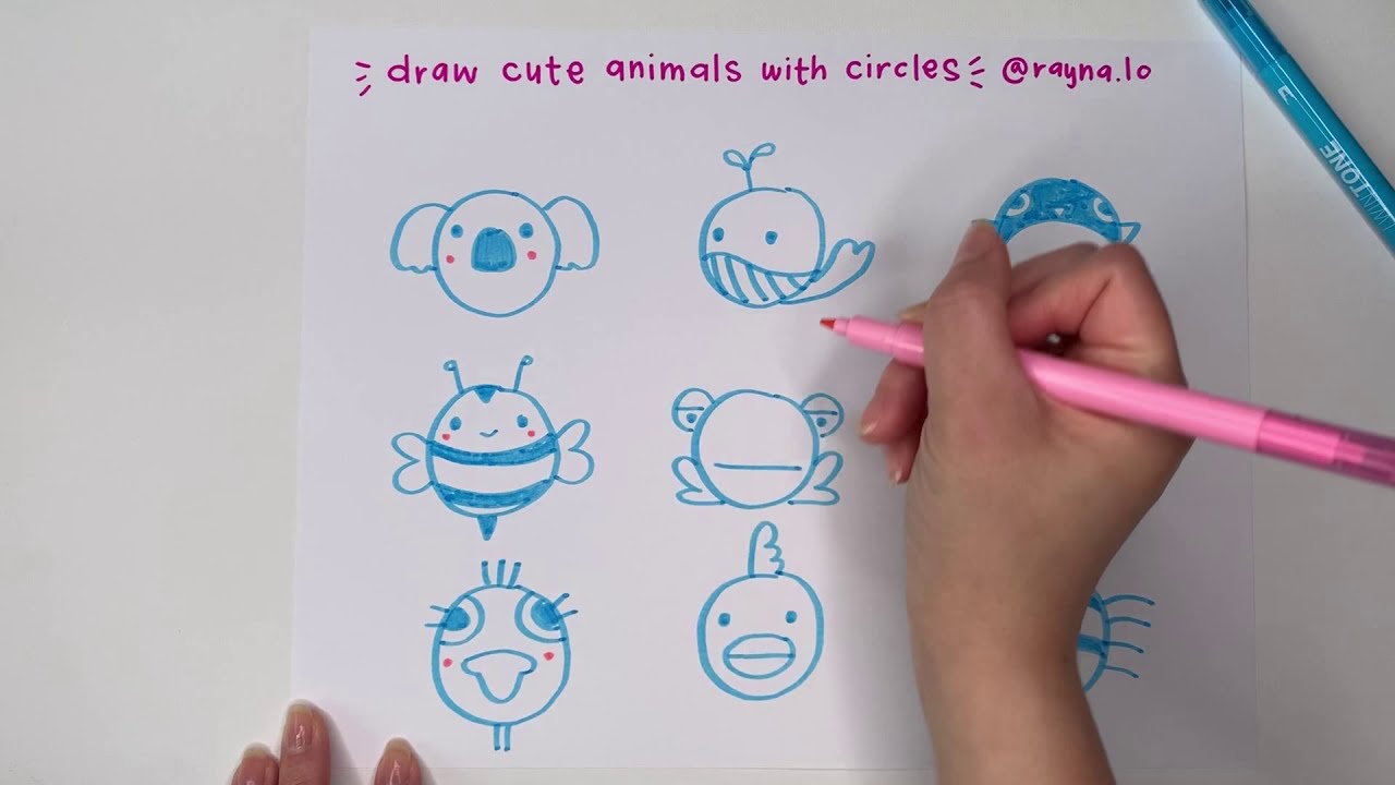 How to Draw Cute Animal Doodles with Circles by Rayna Lo