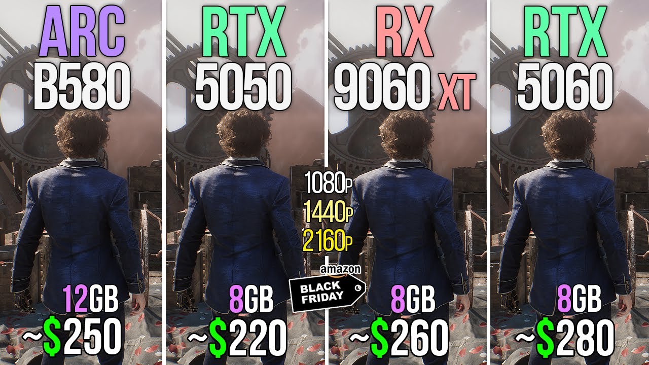 ARC B580 vs RTX 5050 vs RX 9060 XT vs RTX 5060 - Best Graphics Cards Under $300 | Test in 20 Games