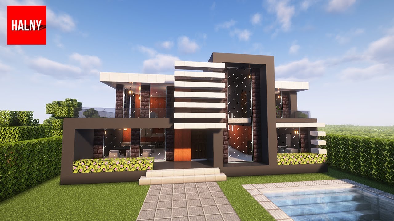 Realistic modern house in minecraft tutorial