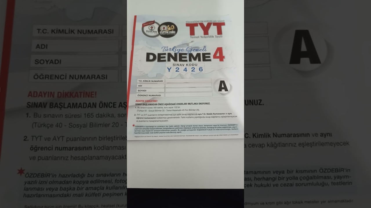 Özdemir TG deneme 4  yorumum  #yks2026yks2026 