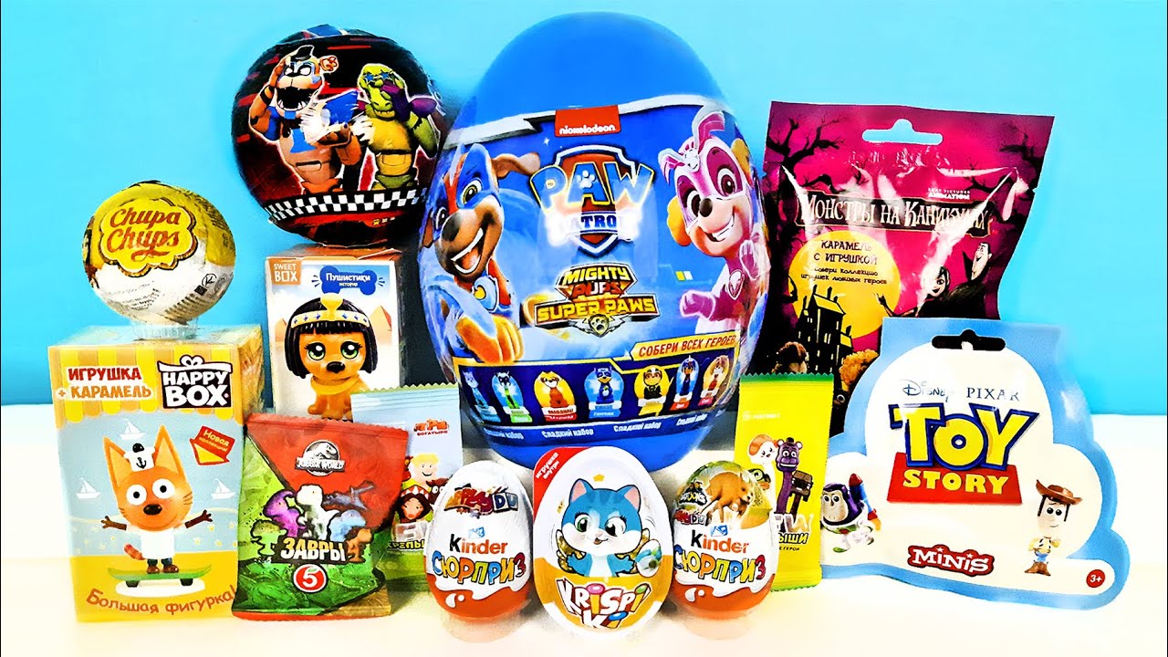 СЮРПРИЗ MIX! Щенячий патруль, Five Nights at Freddy's, Скрепыши 4, Три кота Unboxing Kinder Surprise