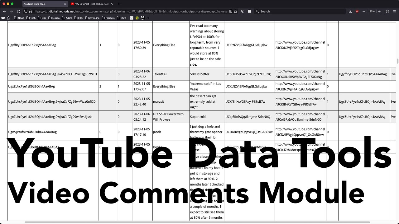 YouTube Data Tools - Video Comments Module (Nov 2023)