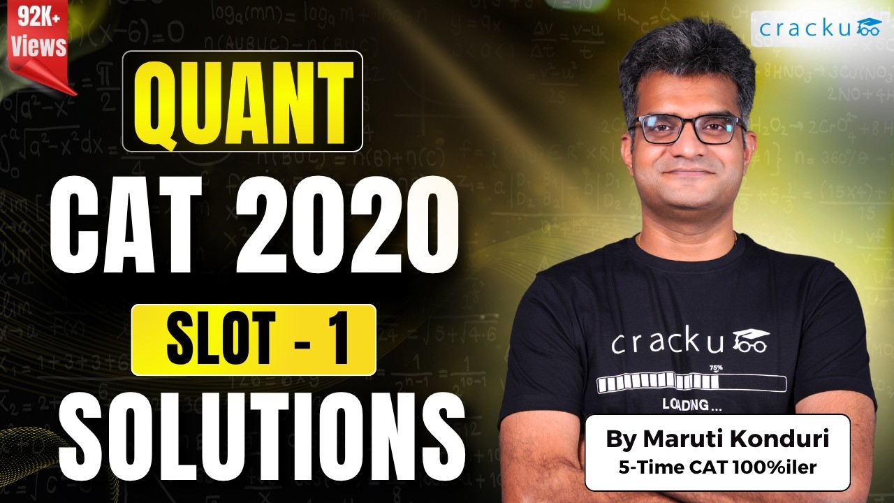 CAT 2020 Slot-1 | Quant Solutions 🔥 With Detailed Explantion | CAT Previous Papers Solutions