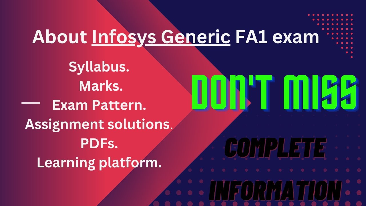 Infosys generic Training & FA1 Complete information || Syllabus | Exam pattern || #infosys #generic