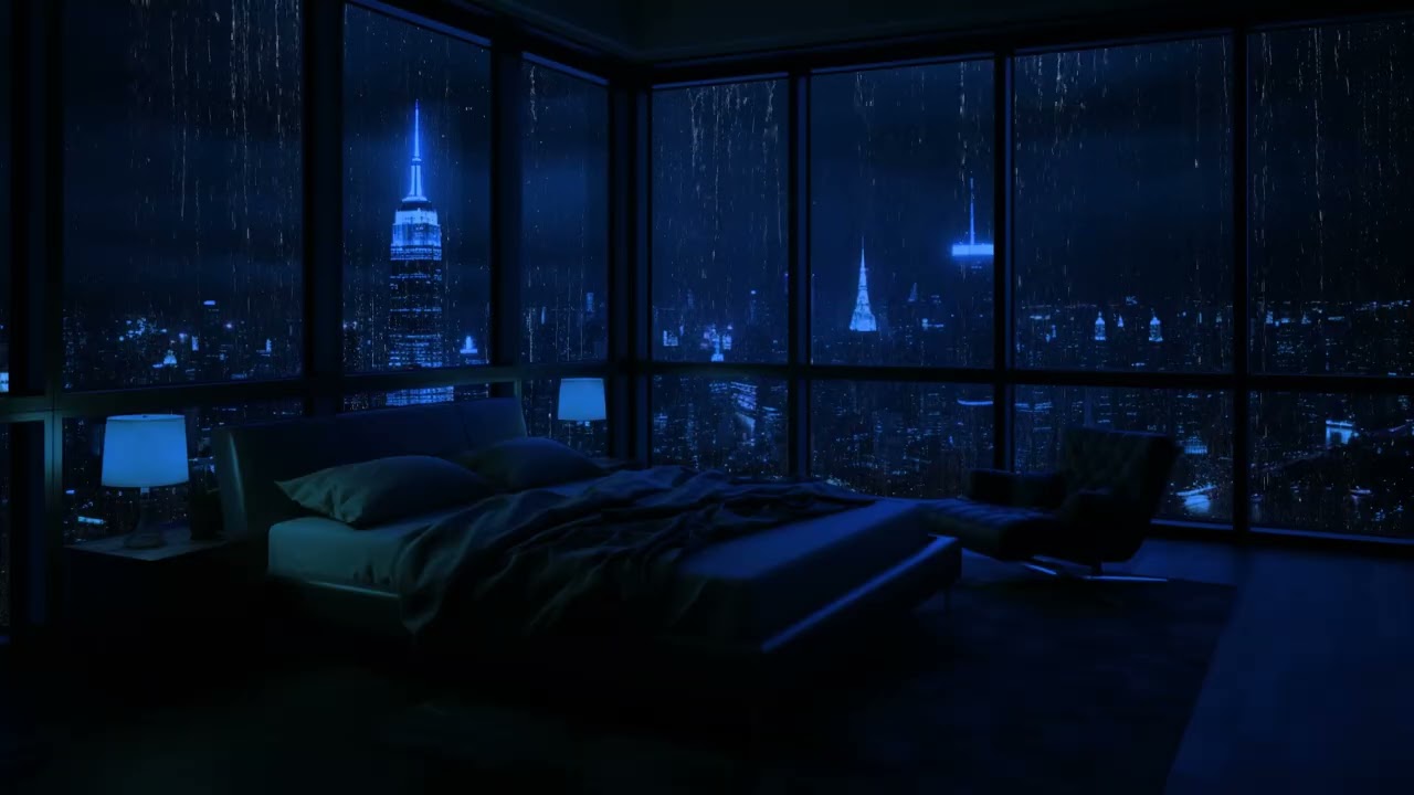 24-Hour Rain on Window 💤 – Drift Off to the Serenity of a Rainy City Night