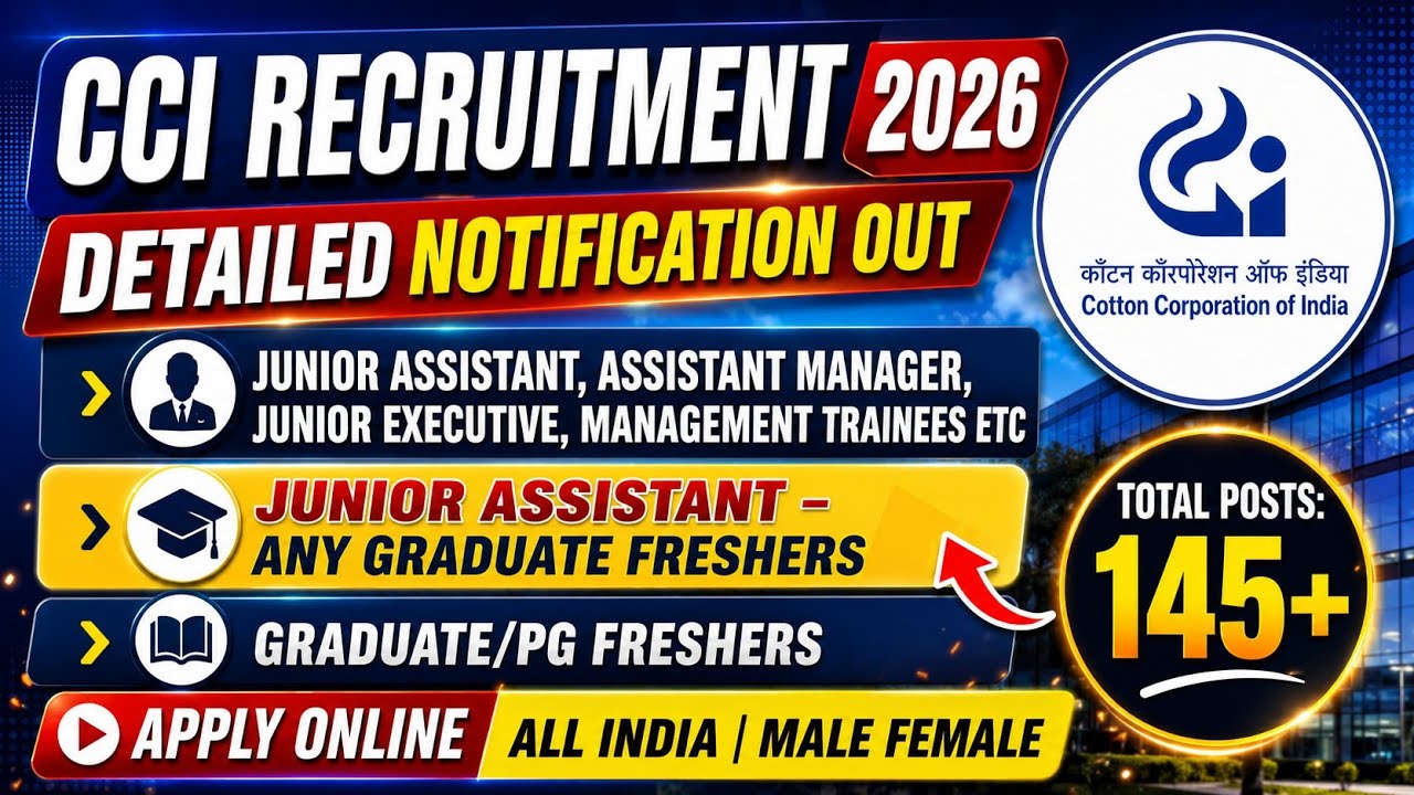 🚨CCI Junior Assistant New Vacancy 2026 Out 📢 145+ Permanent Posts for Graduate/PG Freshers