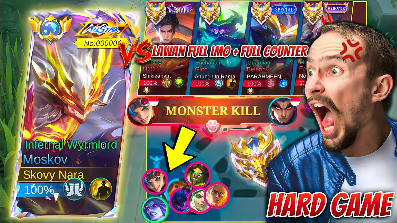 NGERI😱 MATCH HARD GAME GLOBAL MOSKOV VS FULL IMMORTAL + FULL COUNTER! MENEGANGKAN PARAH!!~ MLBB