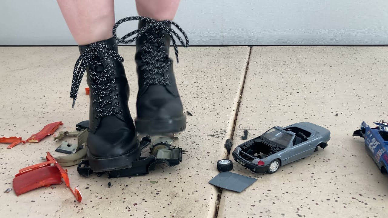 Cute boots vs old toy cars.