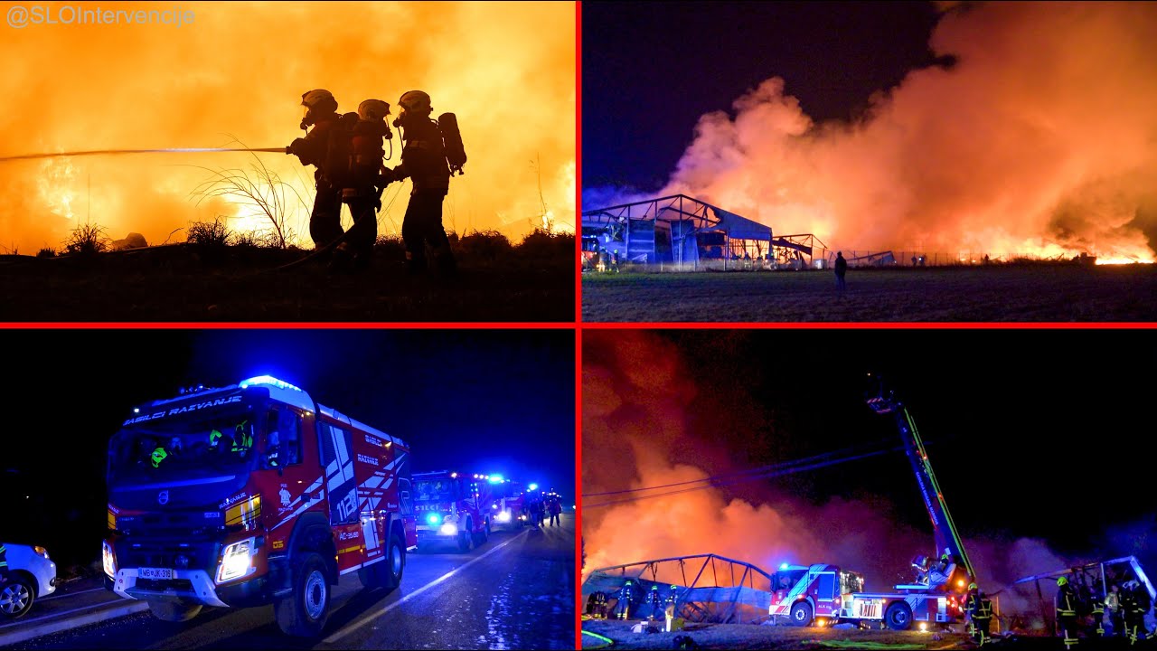 [VELIK POŽAR SKLADIŠČA V MARIBORU] Posredovanje GB Maribor, Enote GZ Maribor, Starše, NMP, Policija