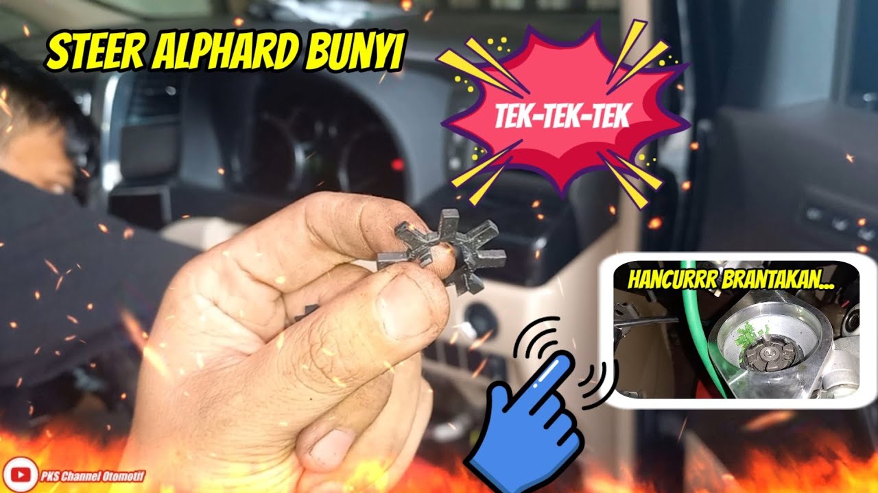 Steer Alphard bunyi kletek-kletek akibat Damper steer Hancur berantakan, Ganti part Damper & Spacer.