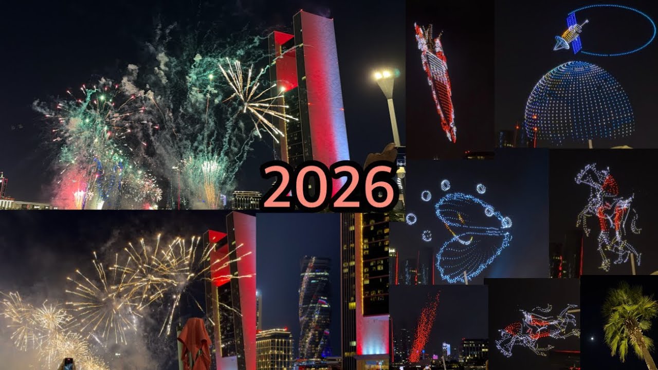 2026 New Year  fireworks & droneshow in Bahrain  🎆 #newyear #2026 #fireworks #newyear2026 