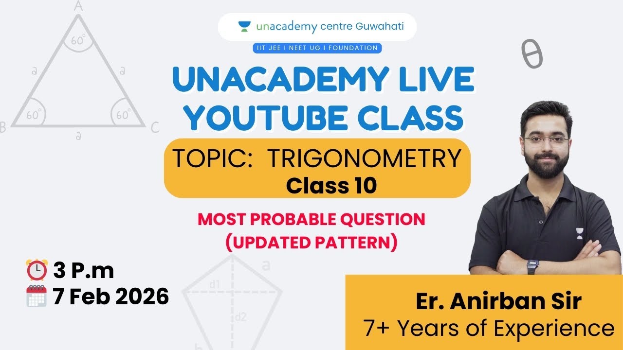 Topic: Trigonometry  θ 📐(Most Important PYQs) | Unacademy Cenetre Guwahati