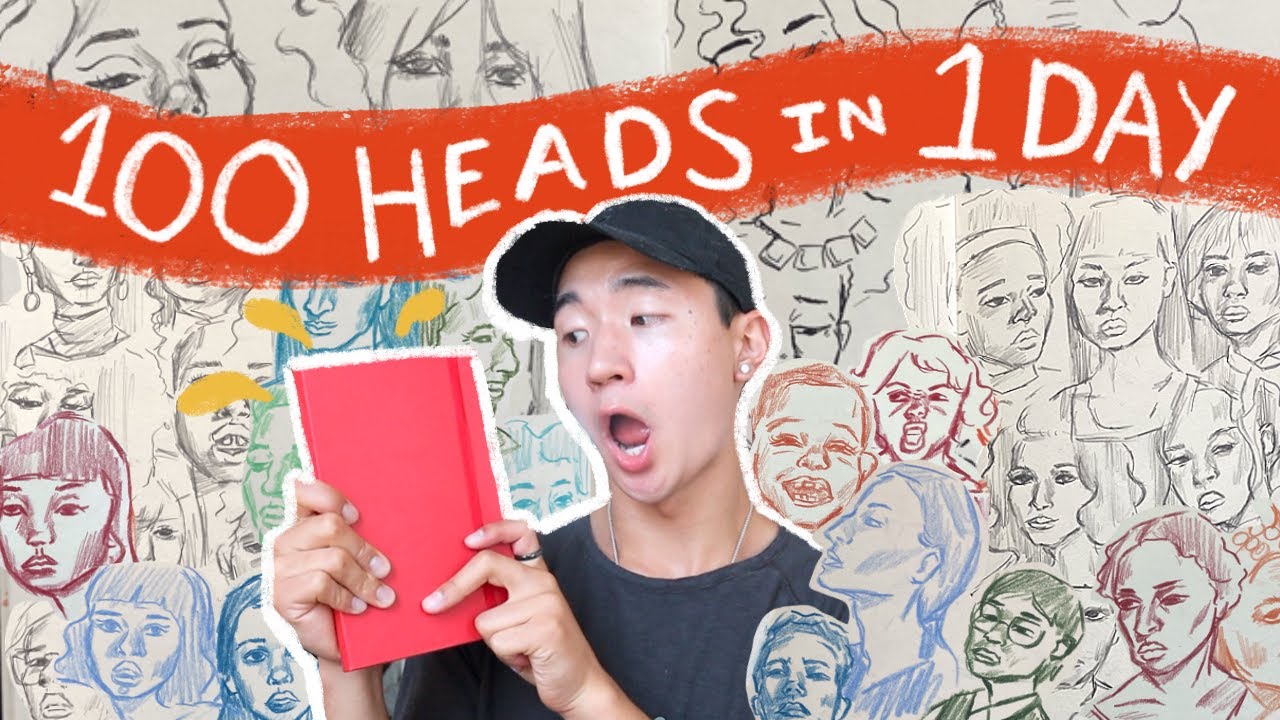 100 HEADS CHALLENGE in ONE day // drawing challenge + q&a 😌🤚🏼