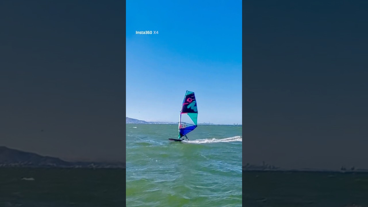 Windsurfing action @ Coyote  Point , Sept 22, 2025. #windsurfing #insta360 #asmrsounds #watersports