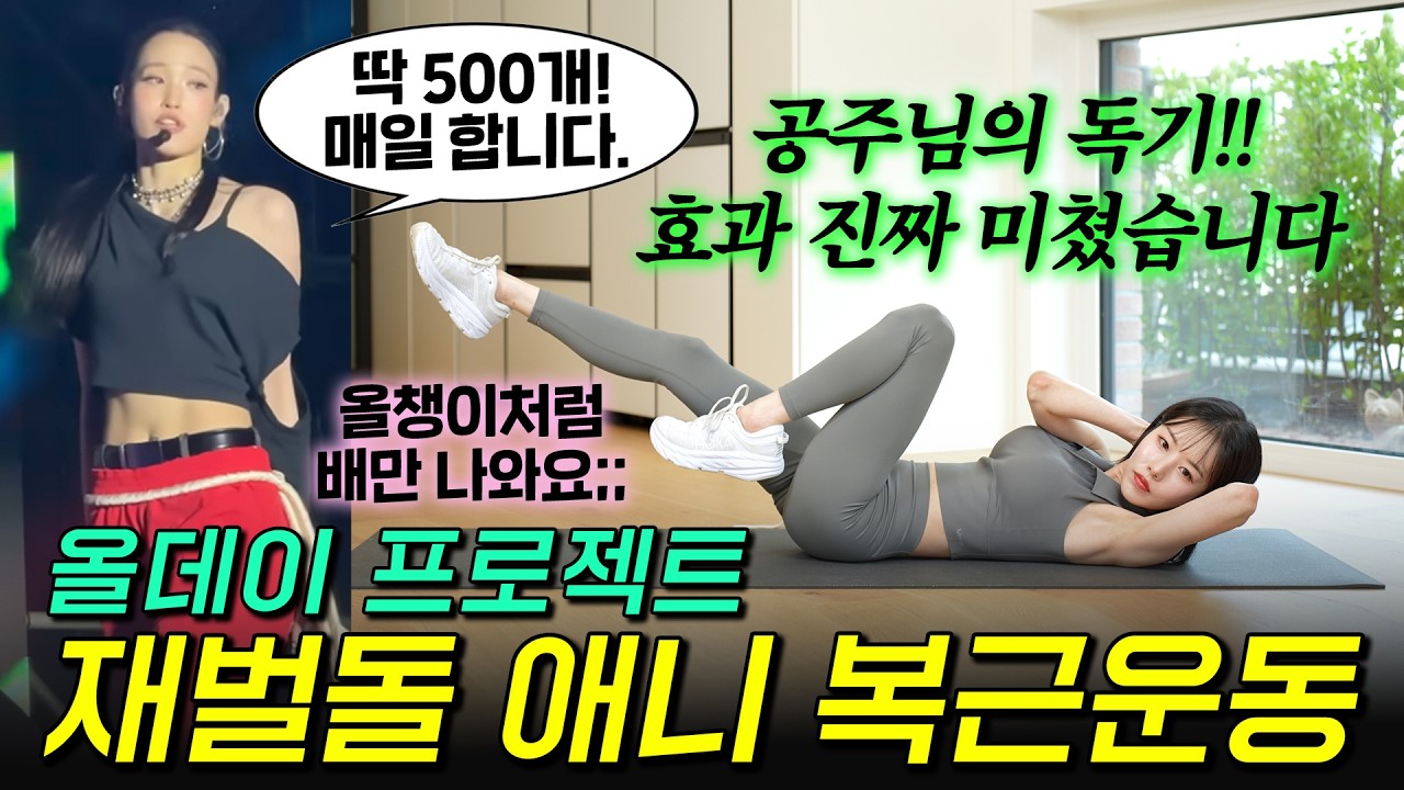 🔥애니가 실제로 하는 효.과.미.친 복근운동 루틴 500회 (재벌돌은 독기부터 남다르구나..💎)