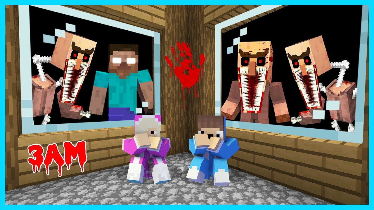 MIPAN & ZUZUZU RUMAH NYA DI SERANG VILLAGER EXE DAN HEROBRINE DI JAM 3 MALAM! SEREM BANGET