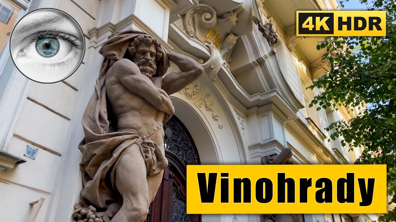 Prague Walking tour through streets of Vinohrady district 🇨🇿 Czech Republic HDR ASMR
