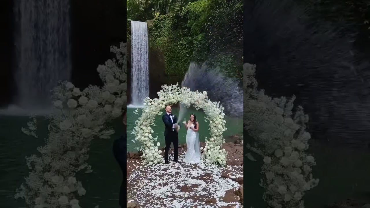 Bali waterfall wedding by @wedbali