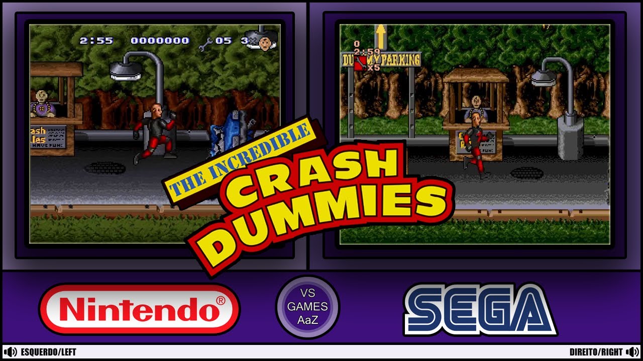 The Incredible Crash Dummies (Super Nintendo VS Sega Genesis)side by side comparison